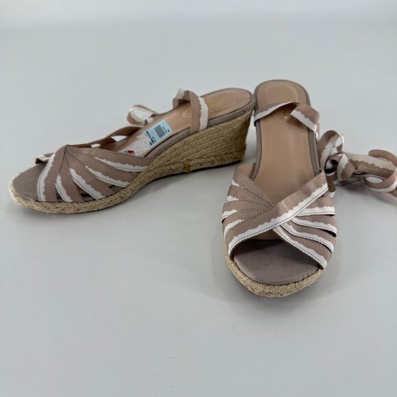 Bandolino Womens Ribbon Tie Espadrille Wedge Sandals 7M Medium Natural - Picture 5 of 9